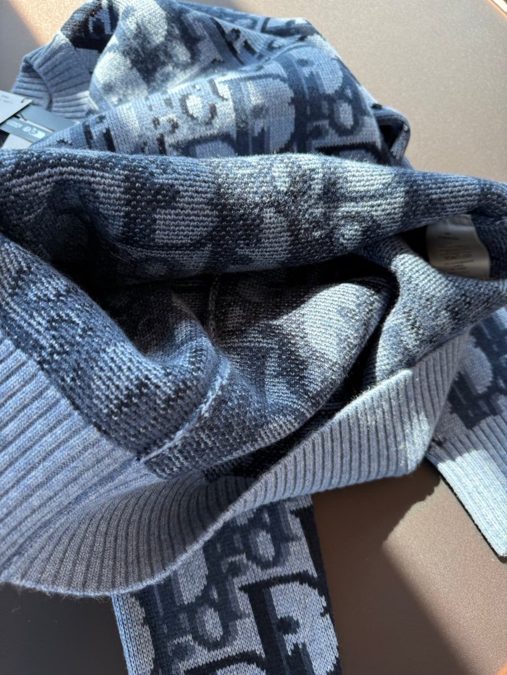 Dior Sweater Blue Sheep Wool Oblique Print #333759