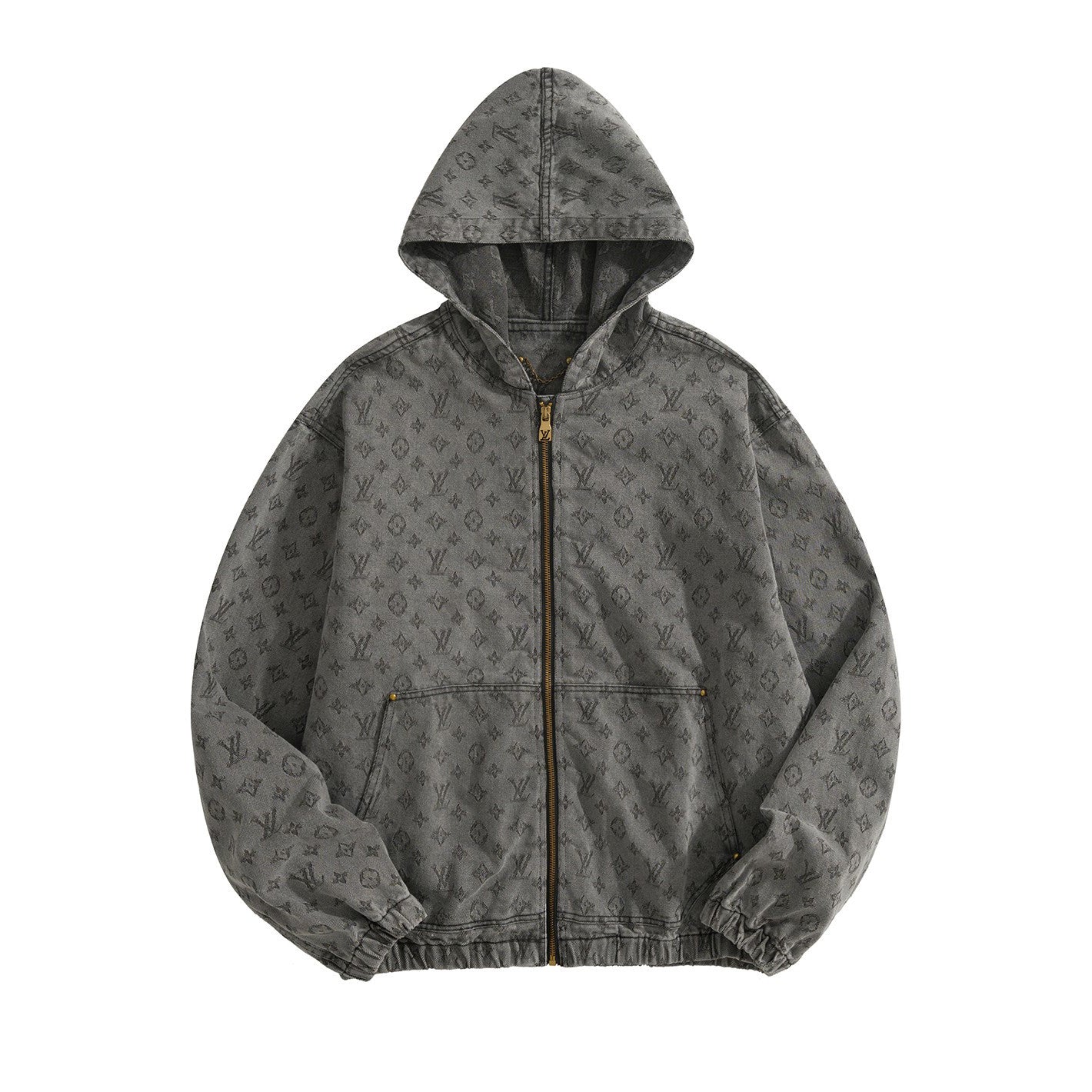 Louis Vuitton Men's And Women's Spring/autumn Fashion Casual Classic Printed Hooded Zipper Denim Jacket #78417