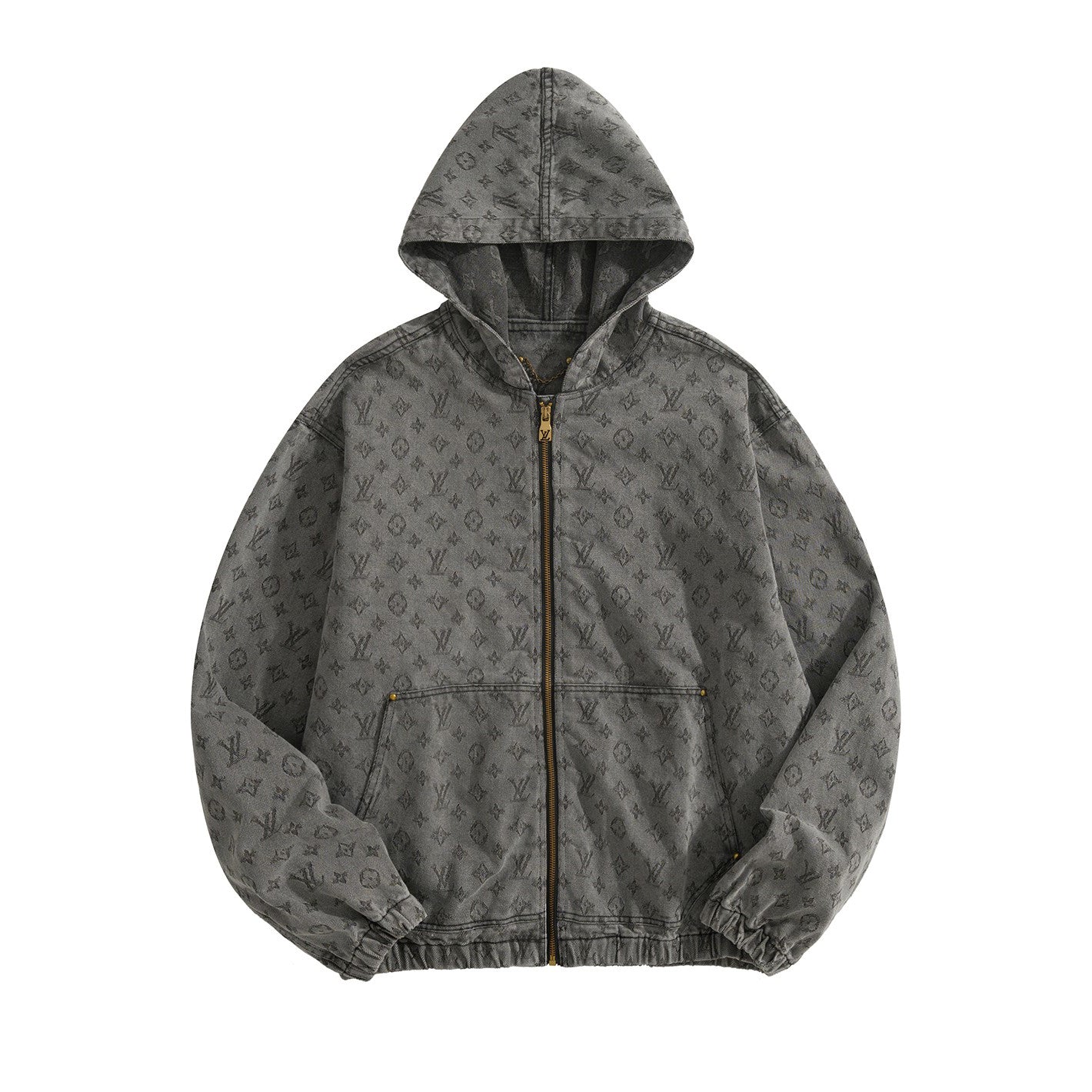 Louis Vuitton Men's And Women's Spring/autumn Fashion Casual Classic Printed Hooded Zipper Denim Jacket #78417