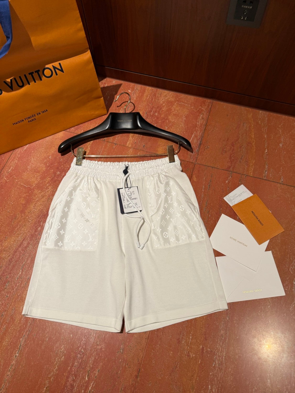 Louis Vuitton Monogram Nylon Embellished Shorts Men's Spring/summer Fashion Trend Casual Drawstring Shorts #77624