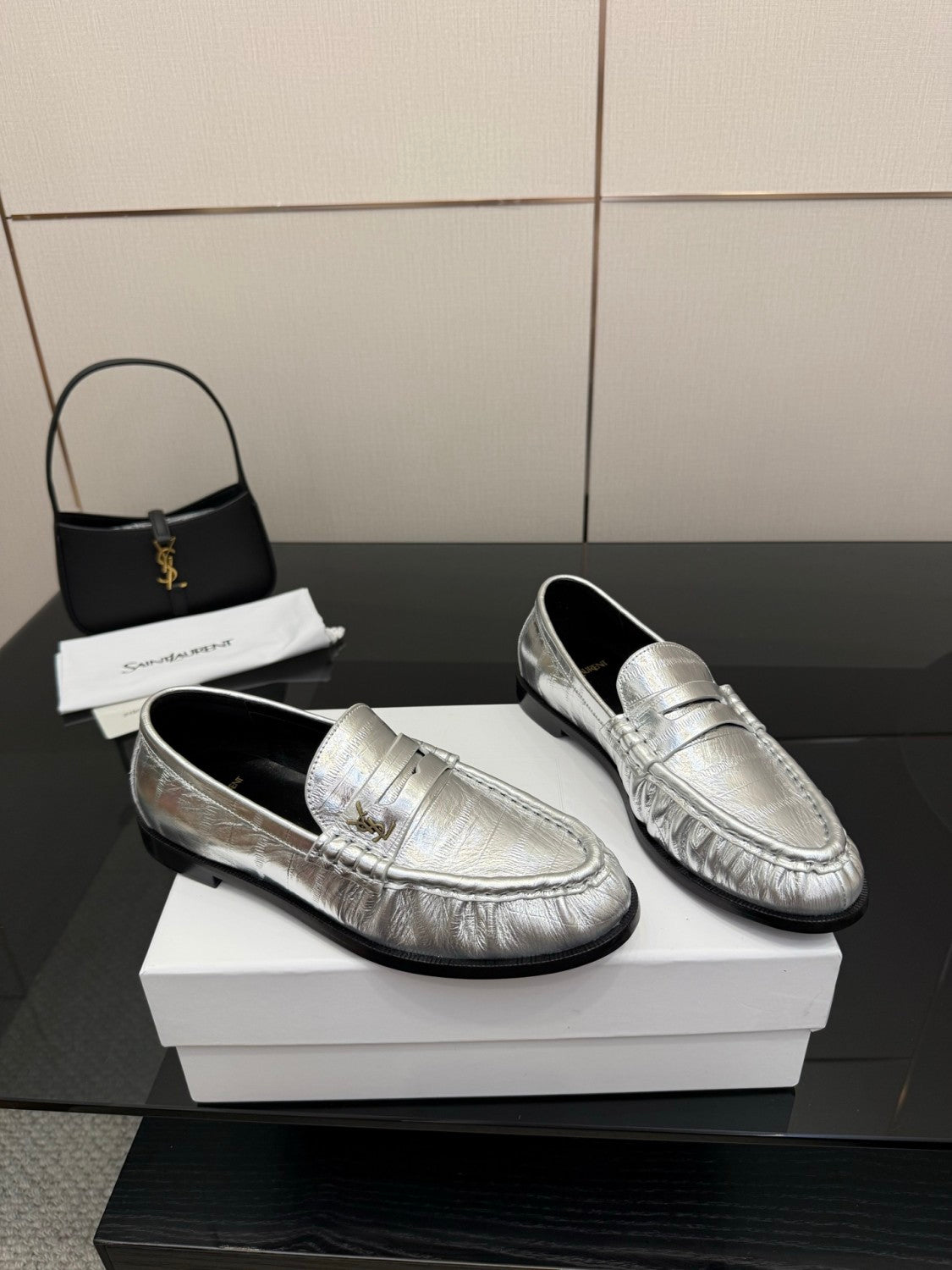 Saint Laurent Women's Autumn/Winter Fashion Casual Sheepskin Suede Round Toe Slip On Flat Loafers Casual Shoes #78376
