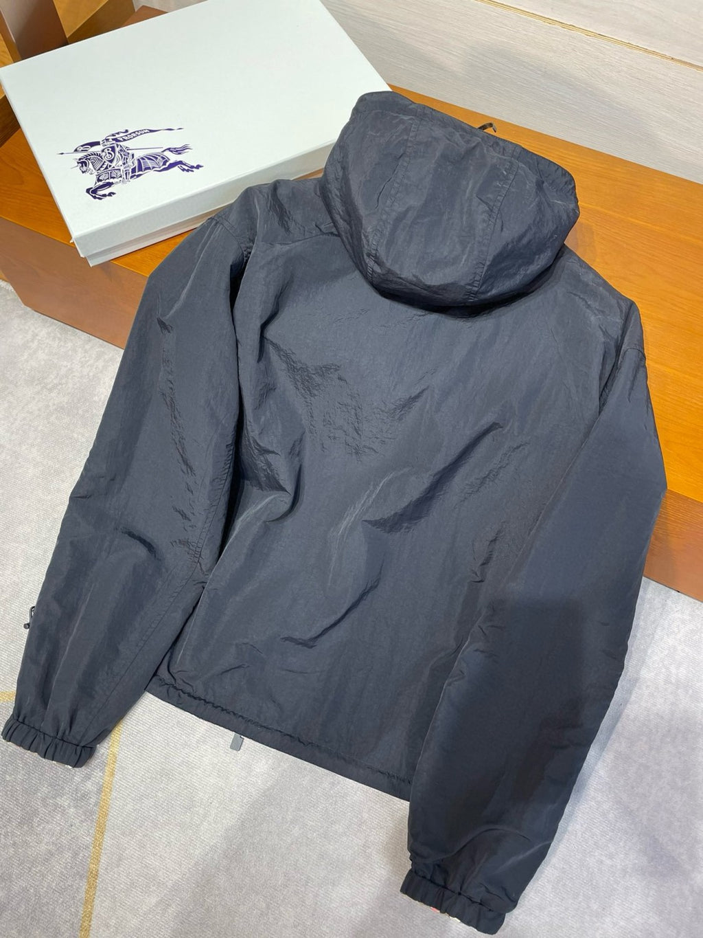 Burberry Men's Autumn and Winter Check Printed Reversible Zipper Hooded Long Sleeve Jacket #73814