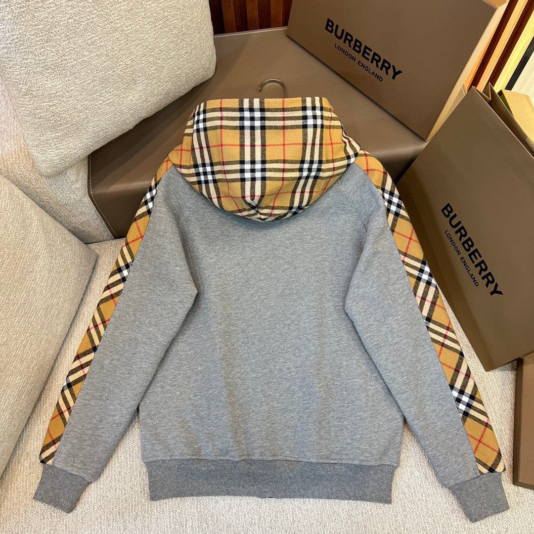 Burberry Men's Fall Plaid Zipper Hooded Sweatshirt Jacket #97312