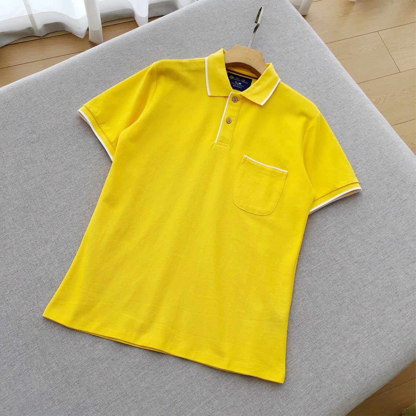 Loro Piana Men's Summer Chest But Pocket Design Solid Color Cotton Short Sleeve Fitted Regatta Polo Shirt Ngvp #8517