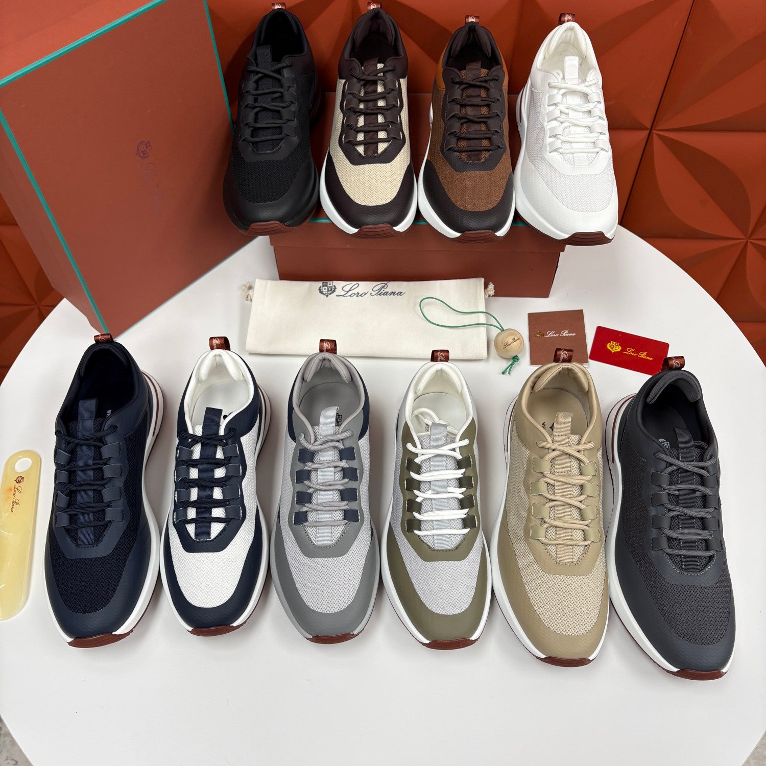Loro Piana Week End Walk Mesh Cowhide Suede Casual Sneakers #381648