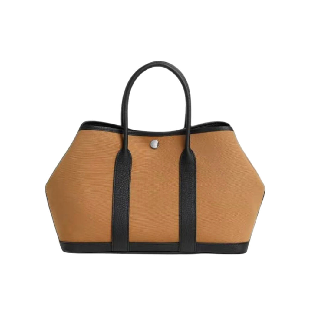 Hermes Garden Party 30 Women's Silver Buckle Colour Blocking Canvas and Calfskin Tote Bag Bags #76891