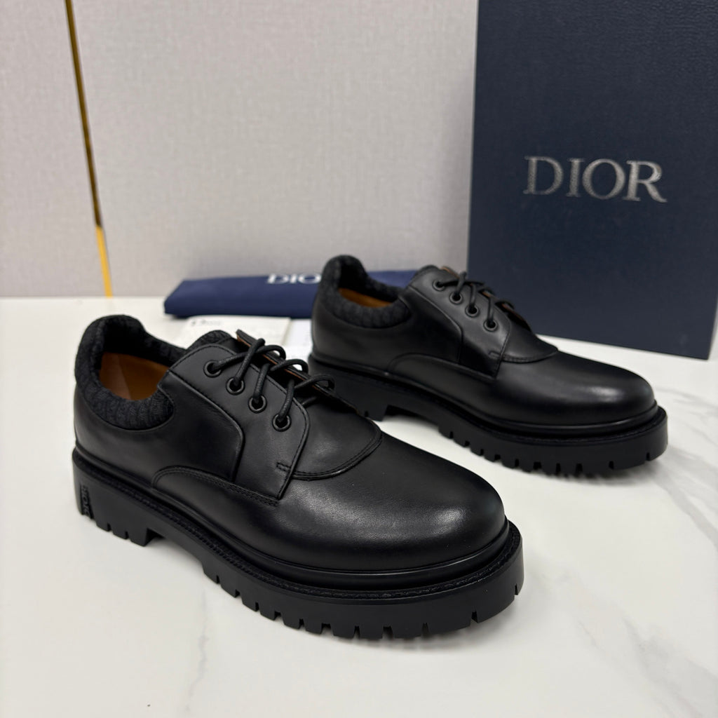 DIOR Dior Explorer III Derby Shoe Black Smooth Calfskin and Black Dior Oblique Jacquard #336111