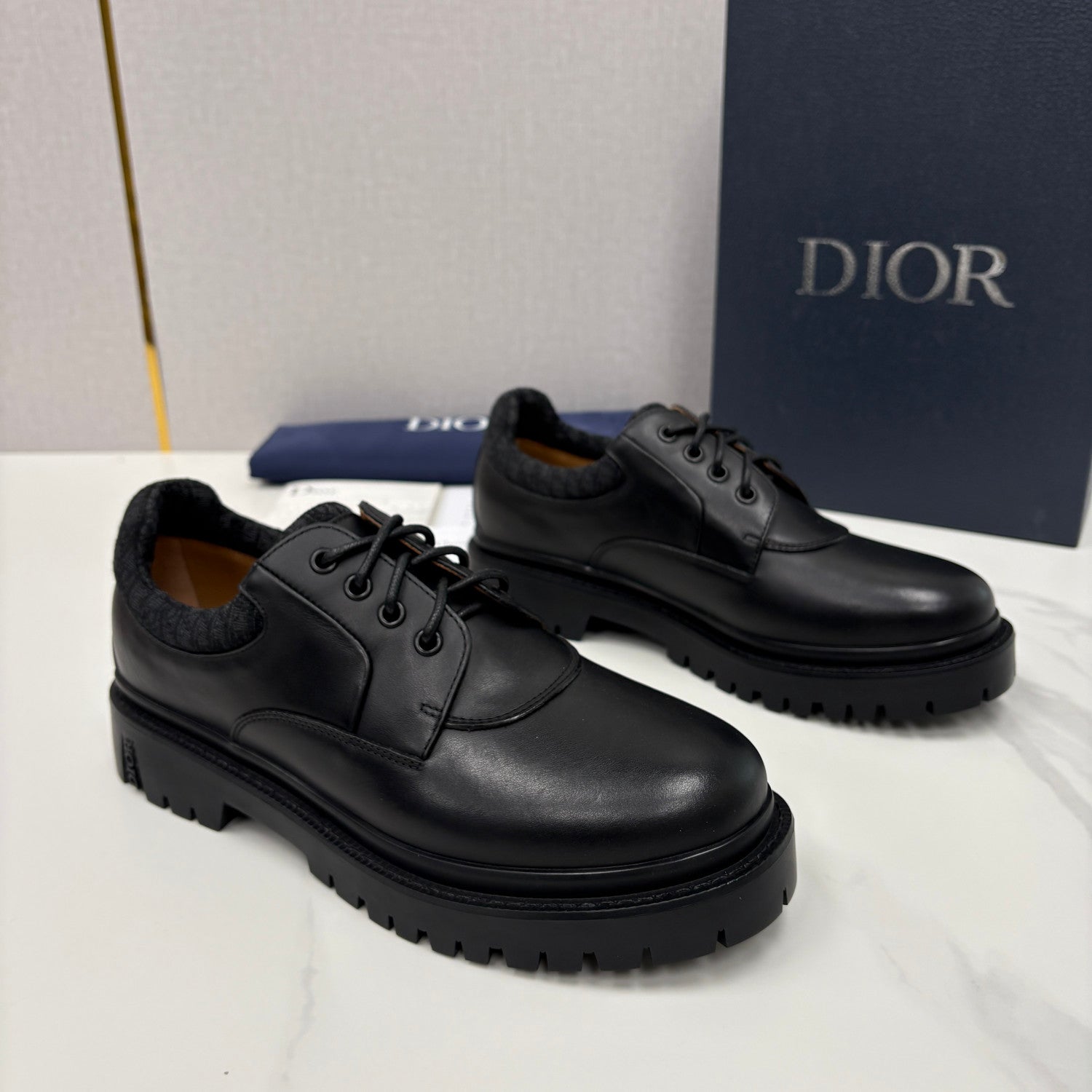 DIOR Dior Explorer III Derby Shoe Black Smooth Calfskin and Black Dior Oblique Jacquard #336111