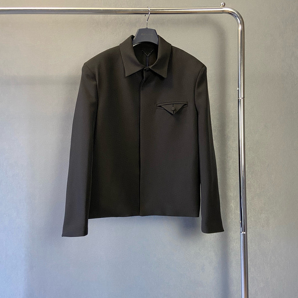 Louis Vuitton Men's Spring/Autumn Black Logo Letter Beaded Wool Long Sleeve Jacket #98171