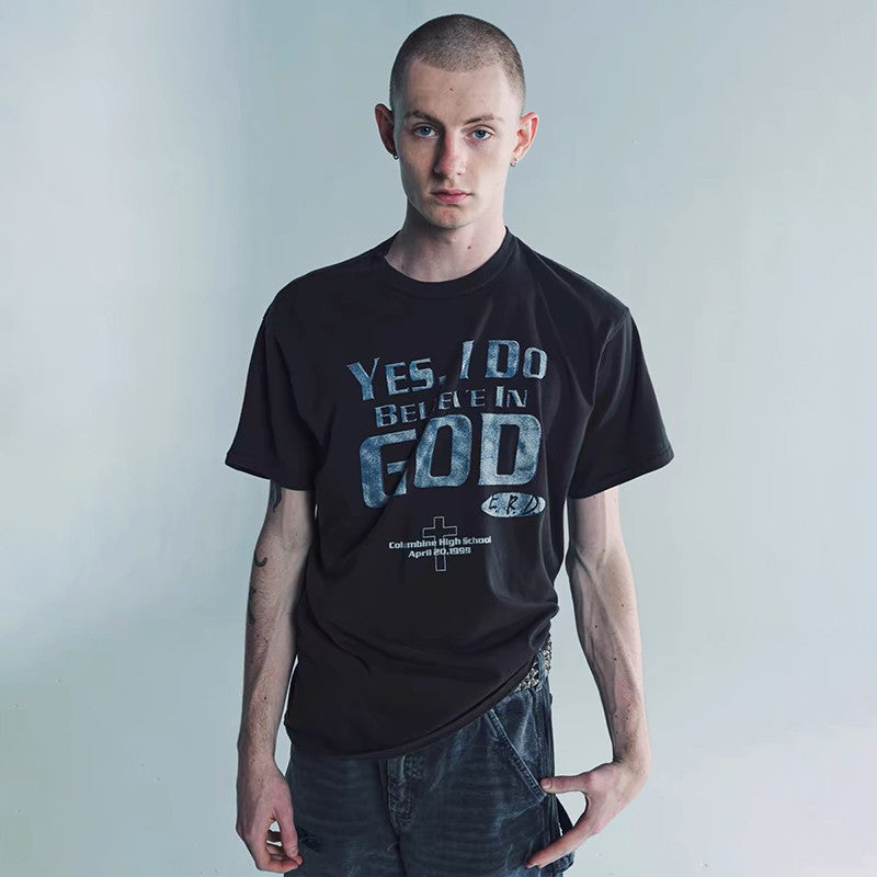 Enfants Riches Deprimes Men's Summer Letter Pattern Print Retro Casual Loose Straight Solid Color Cotton Short Sleeve T-Shirt #99365