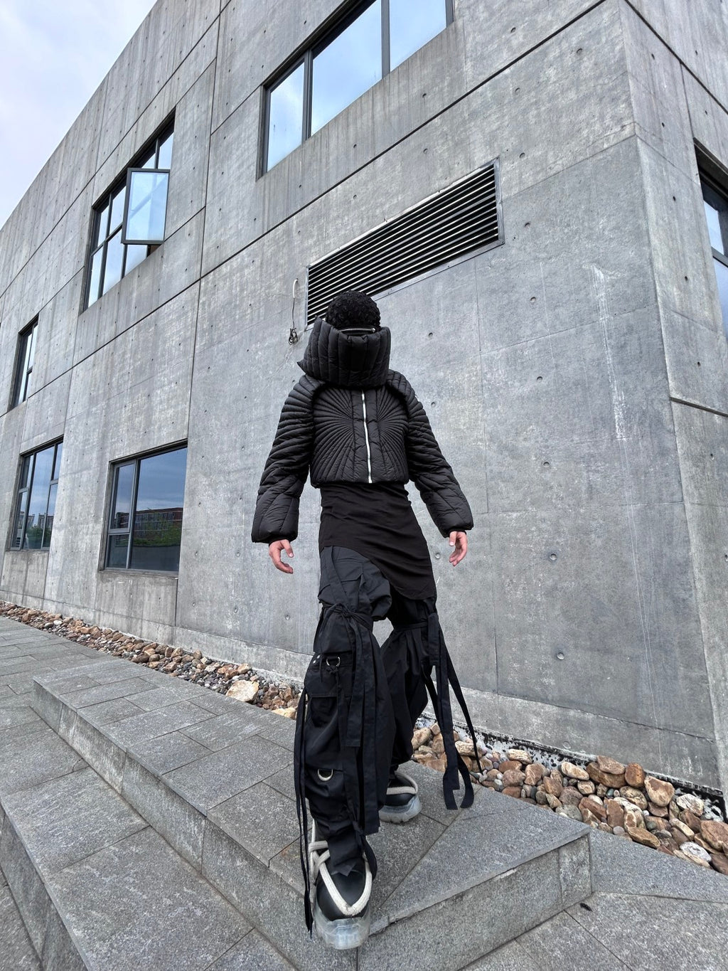 Moncler x Rick Owens Men Women Winter Solid Color Detachable Neck Collar Short Long Sleeve Puffer Down Jacket Black Fit Coat #8825