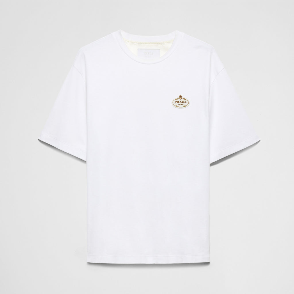 Prada Men's Summer Solid Colour Embroidered Logo Printed Round Neck Short Sleeve T-Shirt #76621