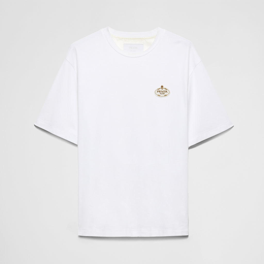 Prada Men's Summer Solid Colour Embroidered Logo Printed Round Neck Short Sleeve T-Shirt #76621