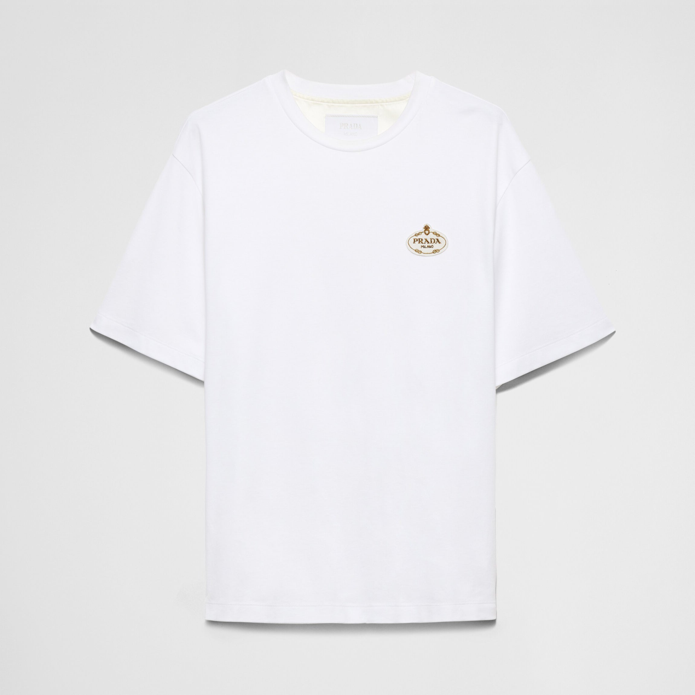 Prada Men's Summer Solid Colour Embroidered Logo Printed Round Neck Short Sleeve T-Shirt #76621