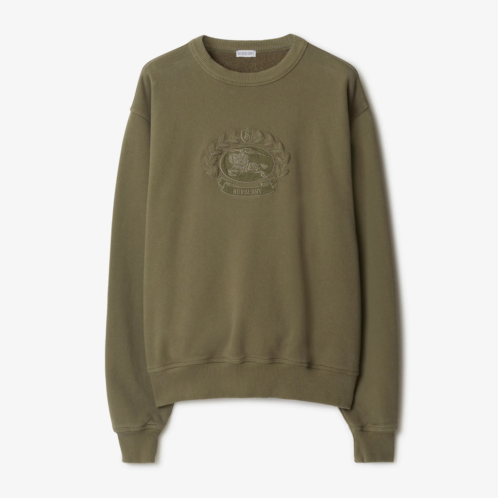 Burberry Men's Spring and Autumn Green Knight Embroidered Label Round Neck Loose Long Sleeve Sweatshirt Pullover #73173