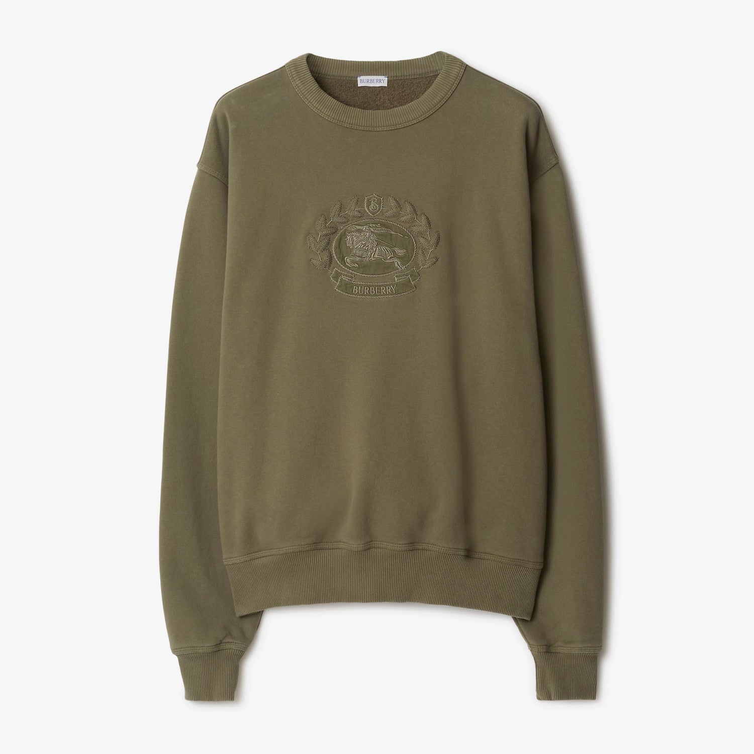 Burberry Men's Spring and Autumn Green Knight Embroidered Label Round Neck Loose Long Sleeve Sweatshirt Pullover #73173