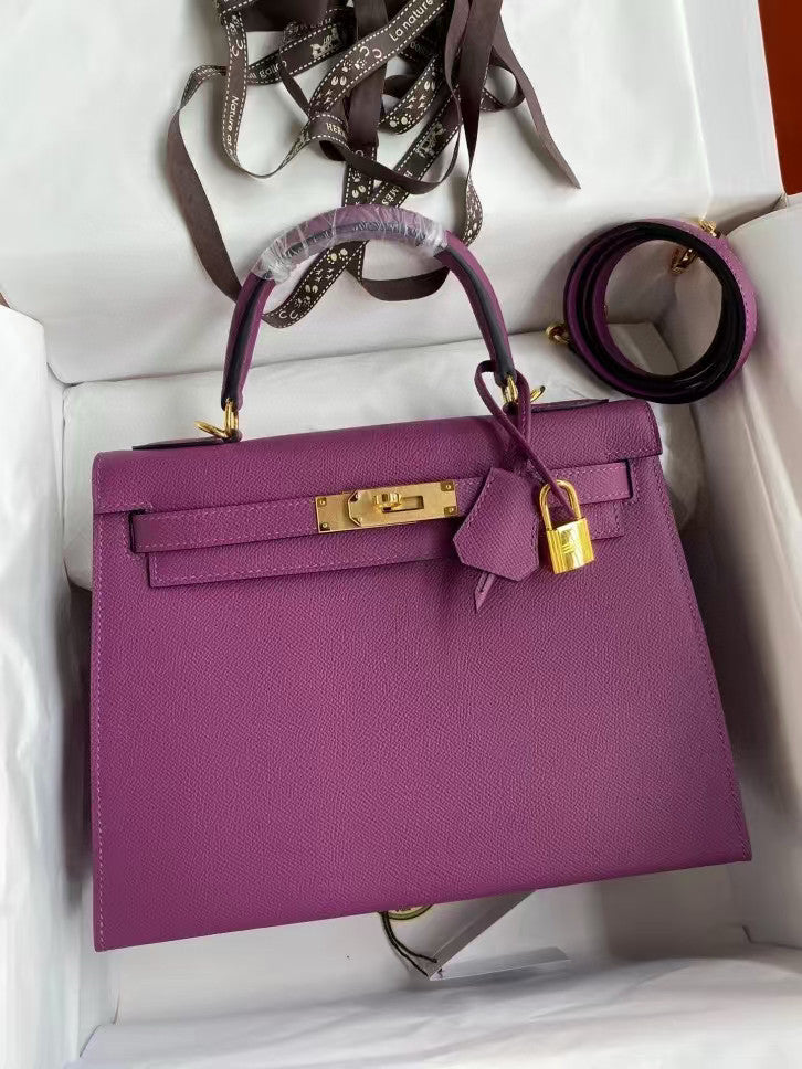 Hermes Kelly 25cm/28cm/32cm Epsom Original Leather Top-Grade Leather Handbag Bag Handcrafted Leather Bag From The Original Factory's Premium Custom Collection #194844