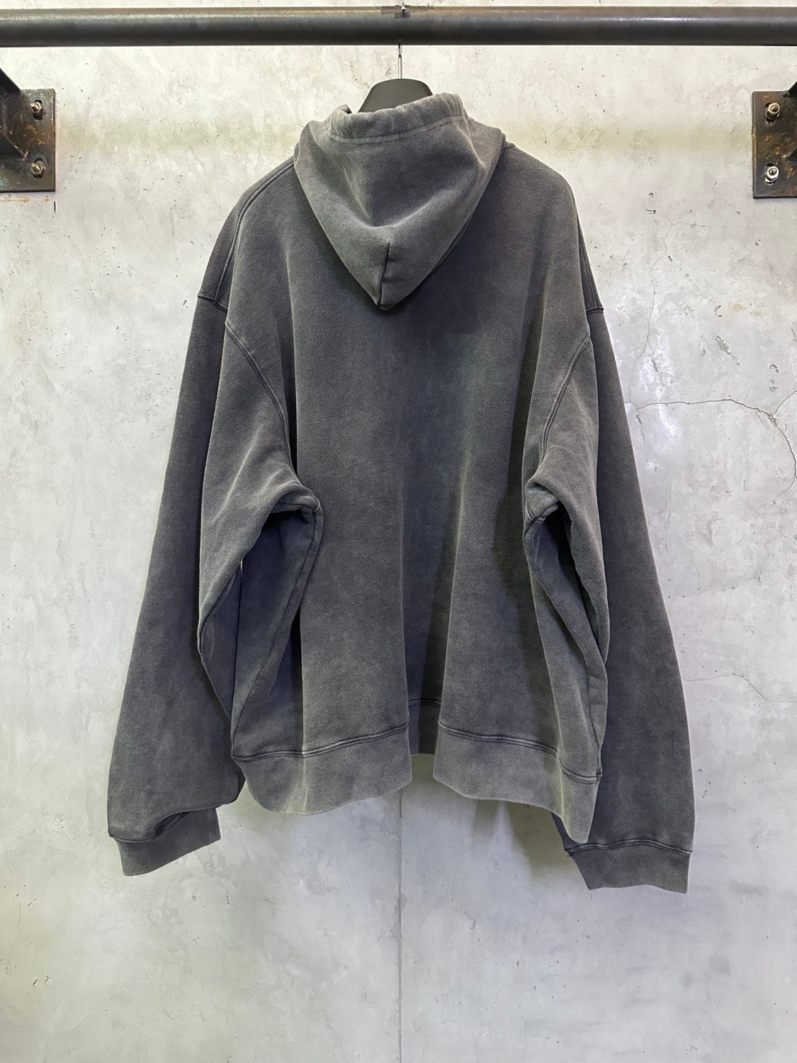 Balenciaga Men's Washed Crayon Loop Oversized Hoodie in Washed Black White #336853
