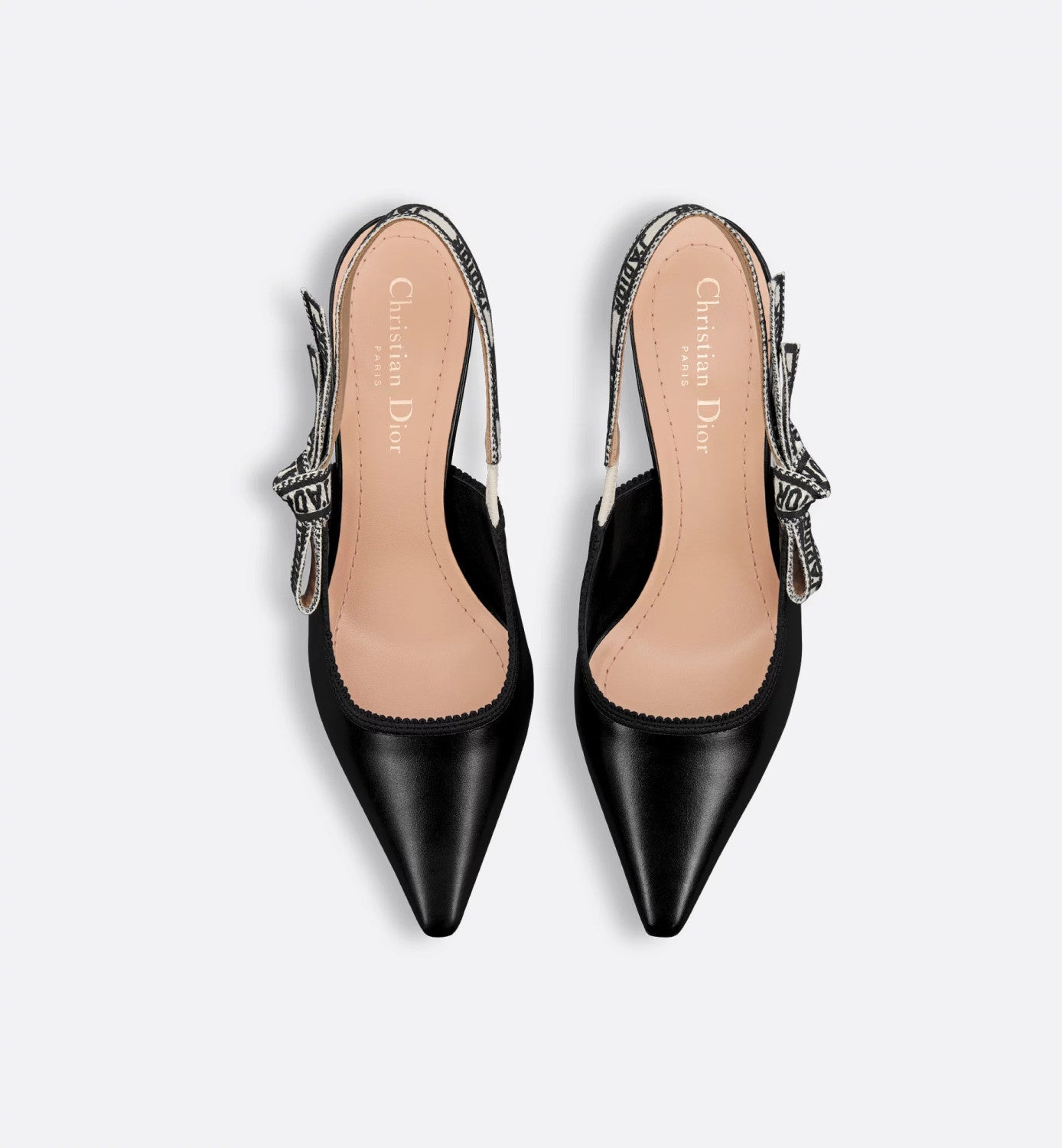 Dior Women's J'Adior Slingback Pump Embroidered Bow Leather Solid Color High-Heel Shoes Spring. Summer. and Fall Pointed-Toe Stiletto Casual Shoes Heel Height: 6.5 cm #81471
