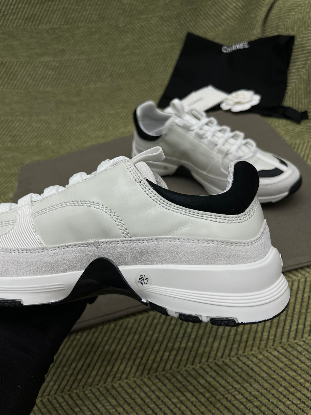 Chanel Men's And Women's Spring/Fall Fashion Casual Round Toe Lace Up Leather Suede Sneakers with Slightly Thickened Sole Shoes #78726