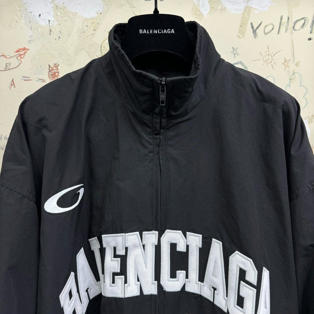 Balenciaga Basketball Series Men's Spring And Fall Black Technology Poplin Sports Zipper Long Sleeved Jacket #75789