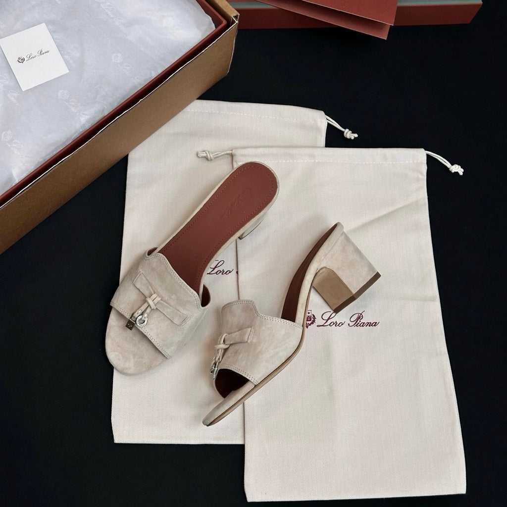 Loro Piana Tassel Mules High Heel Sandals #381483