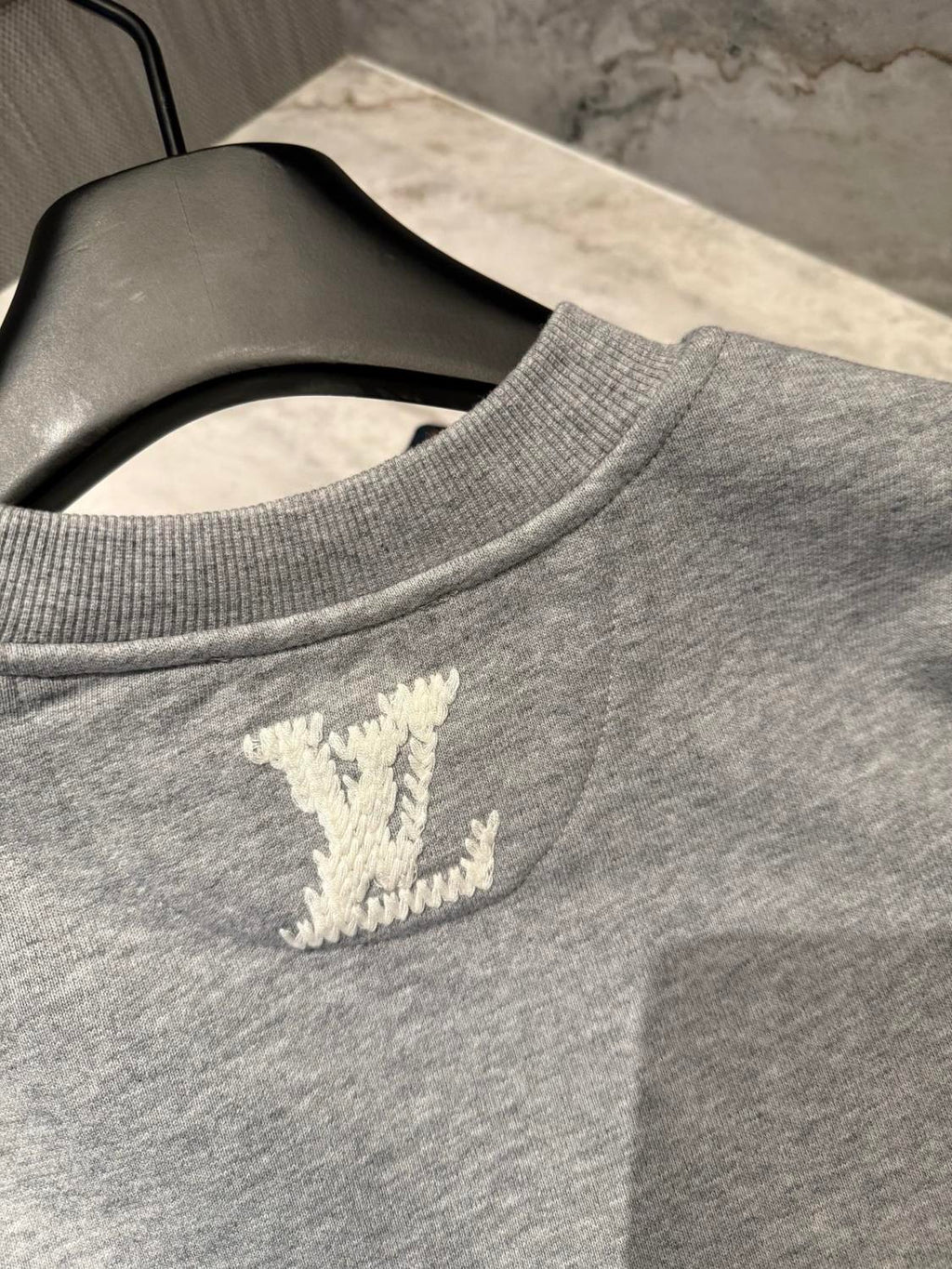 Louis Vuitton Men's Spring/fall Casual Solid Color Crewneck Long Sleeve Sweatshirt With Embroidered Logo Sweatshirt #79166