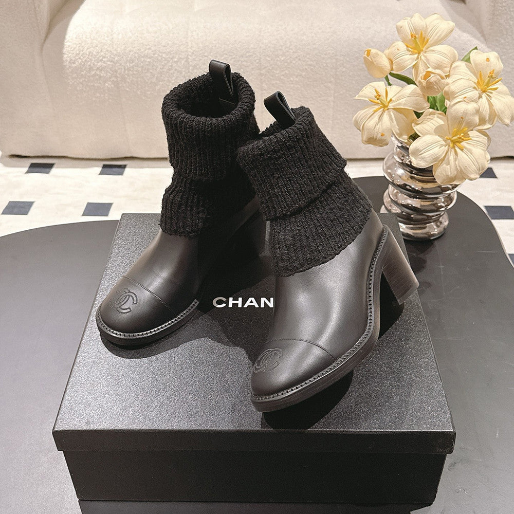 Chanel Knitted Socks High Heel Boots #335028