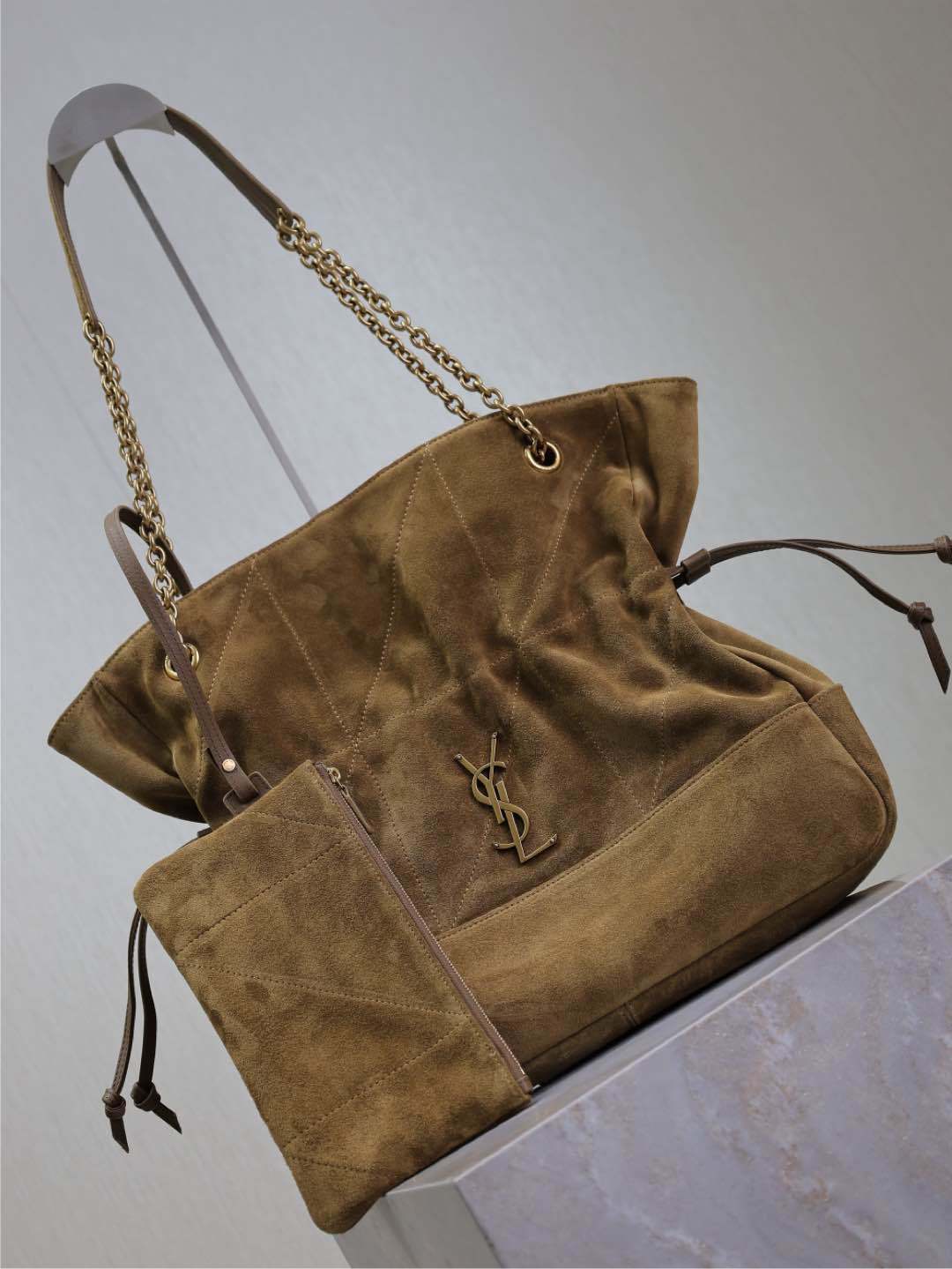 SAINT LAURENT JAMIE Women's Solid Color Suede Leather Chain Shoulder Strap Shopping Bag Shoulder Bags #75511