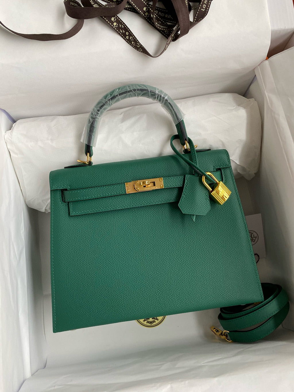 Hermes Kelly 25cm/28cm/32cm Epsom Original Leather Top-Grade Leather Handbag Bag Handcrafted Leather Bag From The Original Factory's Premium Custom Collection #194844
