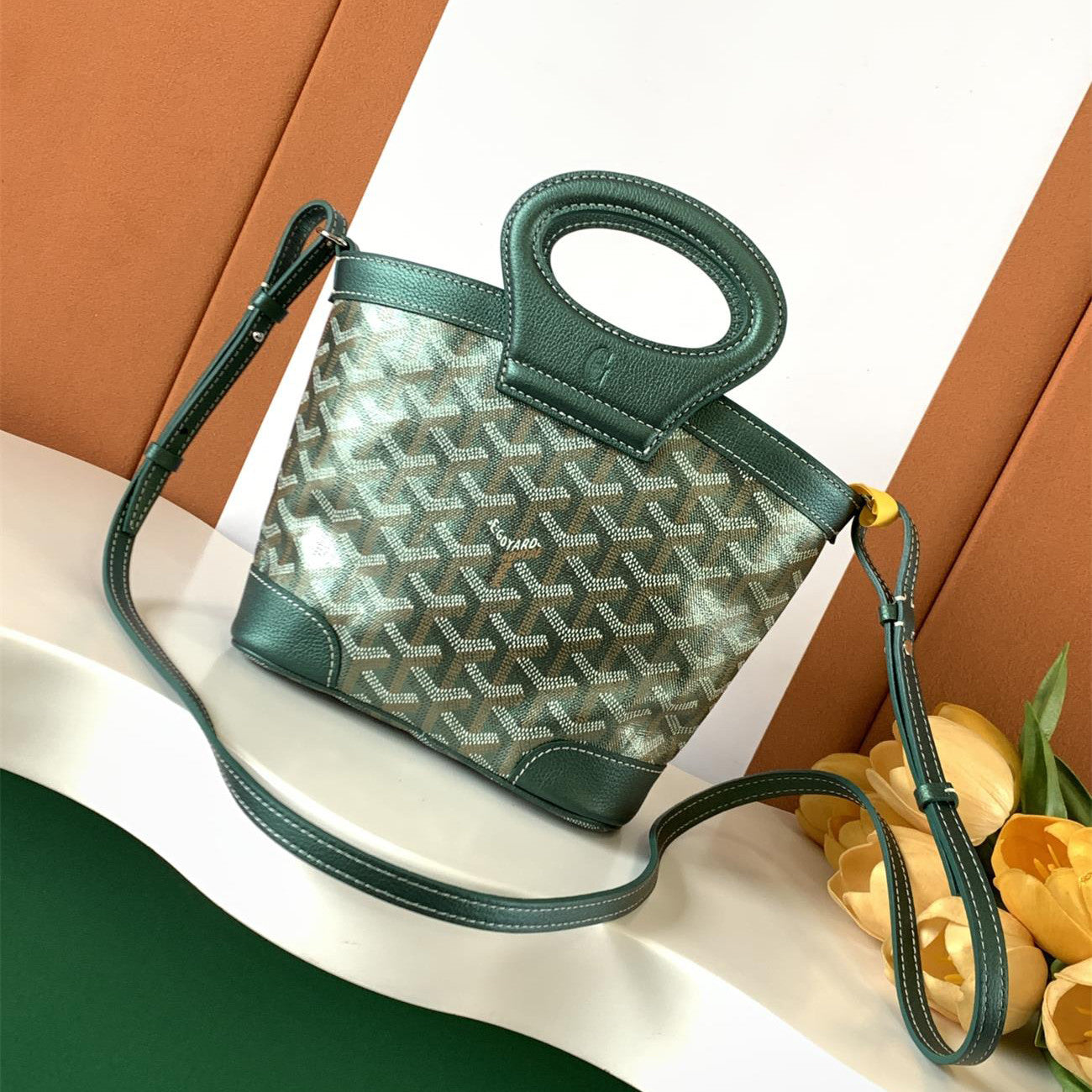 GOYARD Beluga Women's Y-shaped Floral Print Adjustable Detachable Shoulder Strap Canvas And Calfskin Shoulder Mini Bag Crossbody Handbag Bags #77441