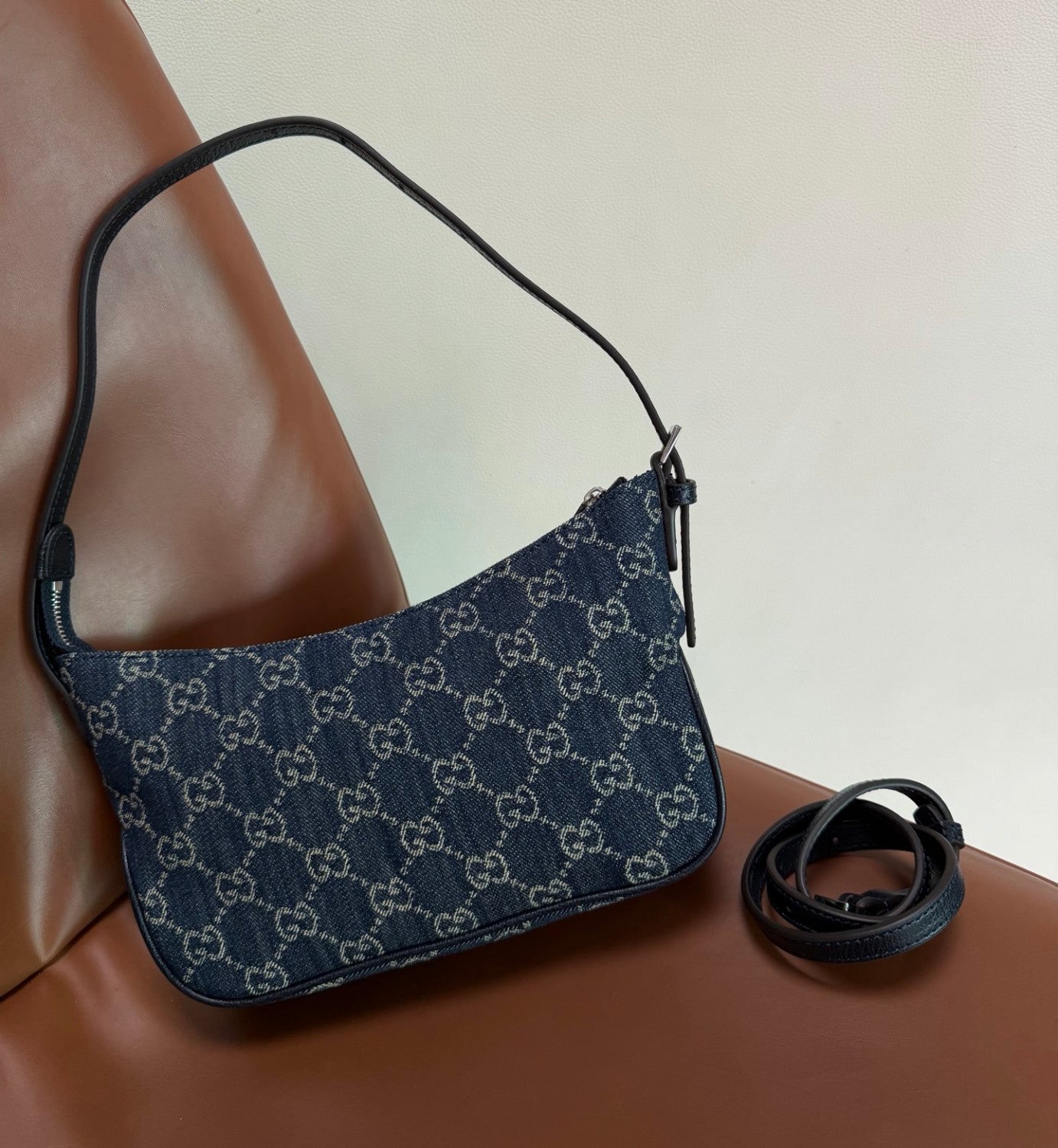 GUCCI Lady Lunetta Small Shoulder Bag GG Denim #384081