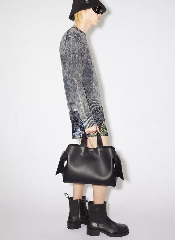 Acne Studios Tote Twisted Knot Decoration Engraved Logo Magnetic Closure Crossbody Bag #332333