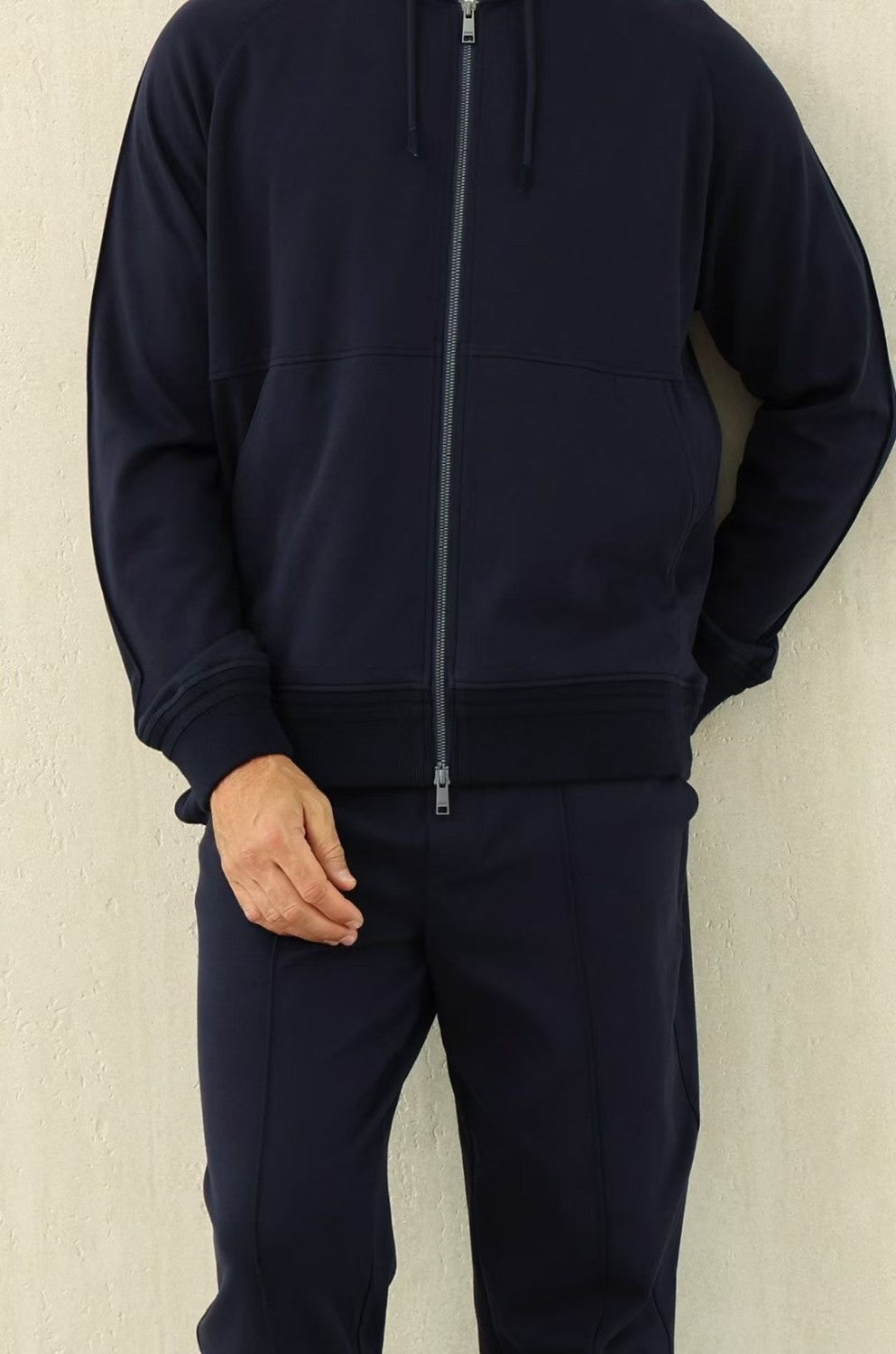 Ermenegildo Zegna Men's Spring/Fall Zipper Drawstring Hoodie Sweatshirt & Solid-Color Casual Pants Suit Set Ngvp #2352