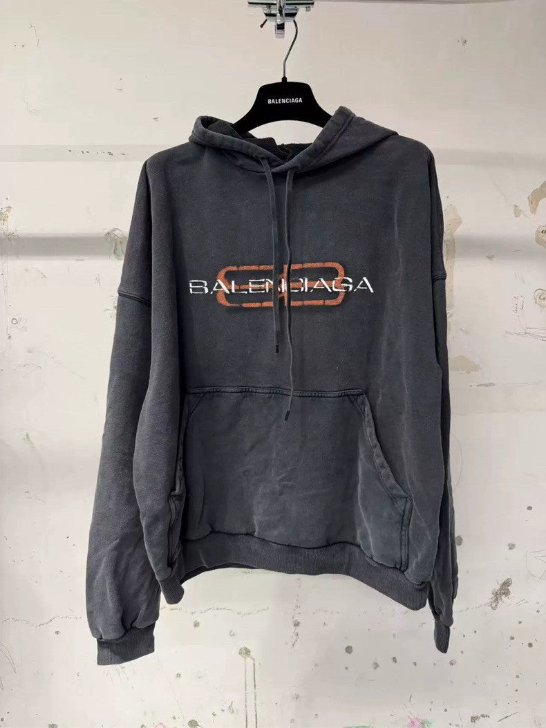 Balenciaga Men's BB Icon Stencil Hoodie Large Fit in Faded Black #333576
