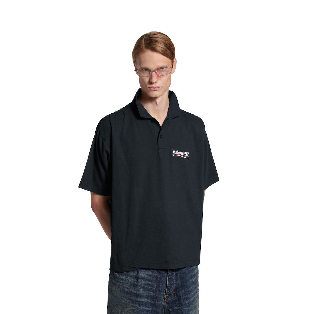 BALENCIAGA Men's Political Campaign Short Sleeve Regular Polo #335437