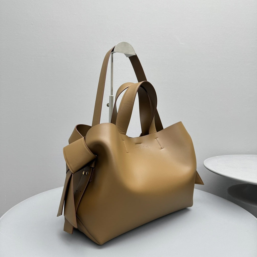 Acne Studios Tote Twisted Knot Decoration Engraved Logo Magnetic Closure Crossbody Bag #332333