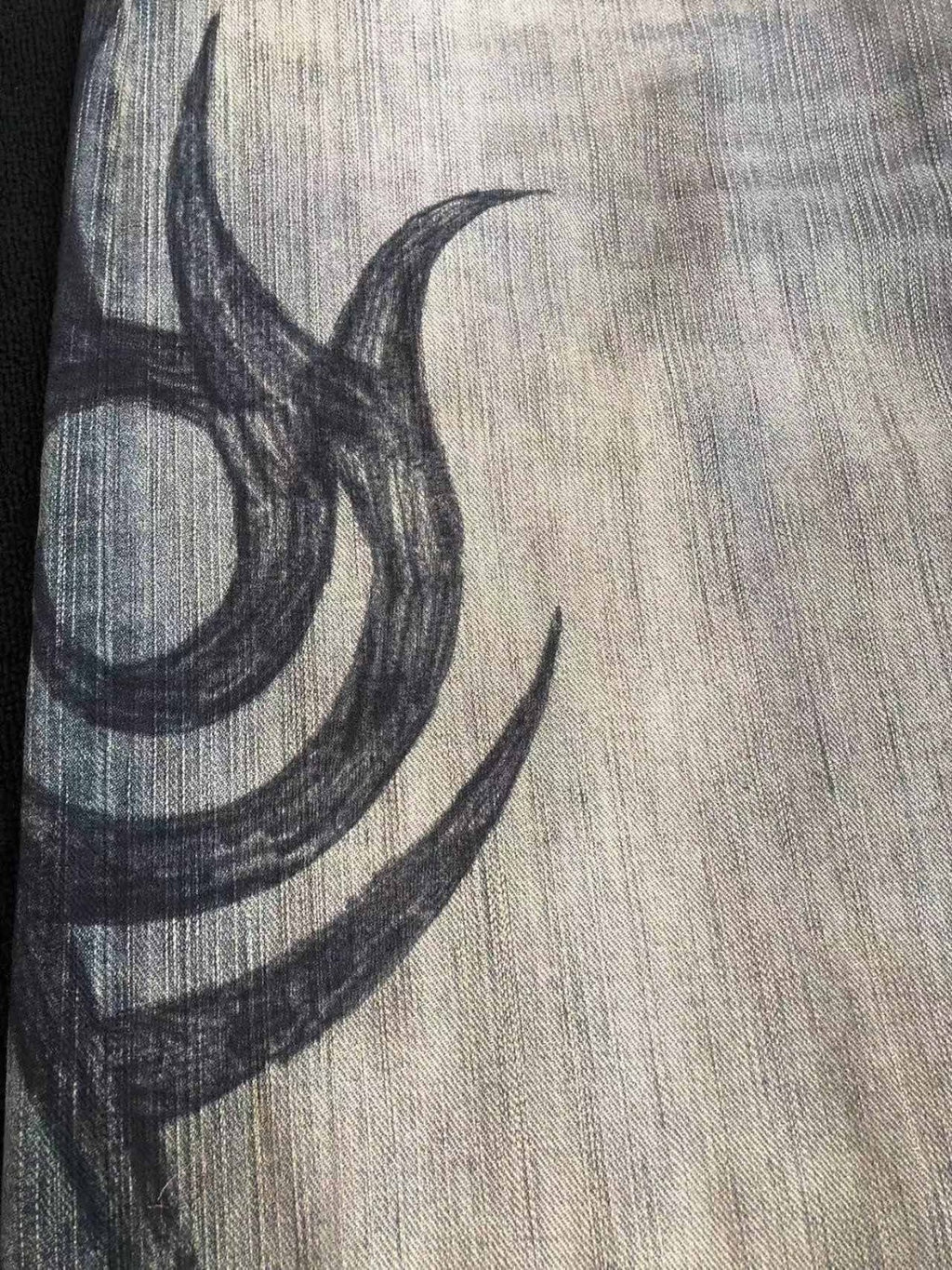 Men's Four Seasons Pattern Printed Solid Color Loose Cotton Jeans Autonomous Label-Free Casual Pants Ngvp #9921