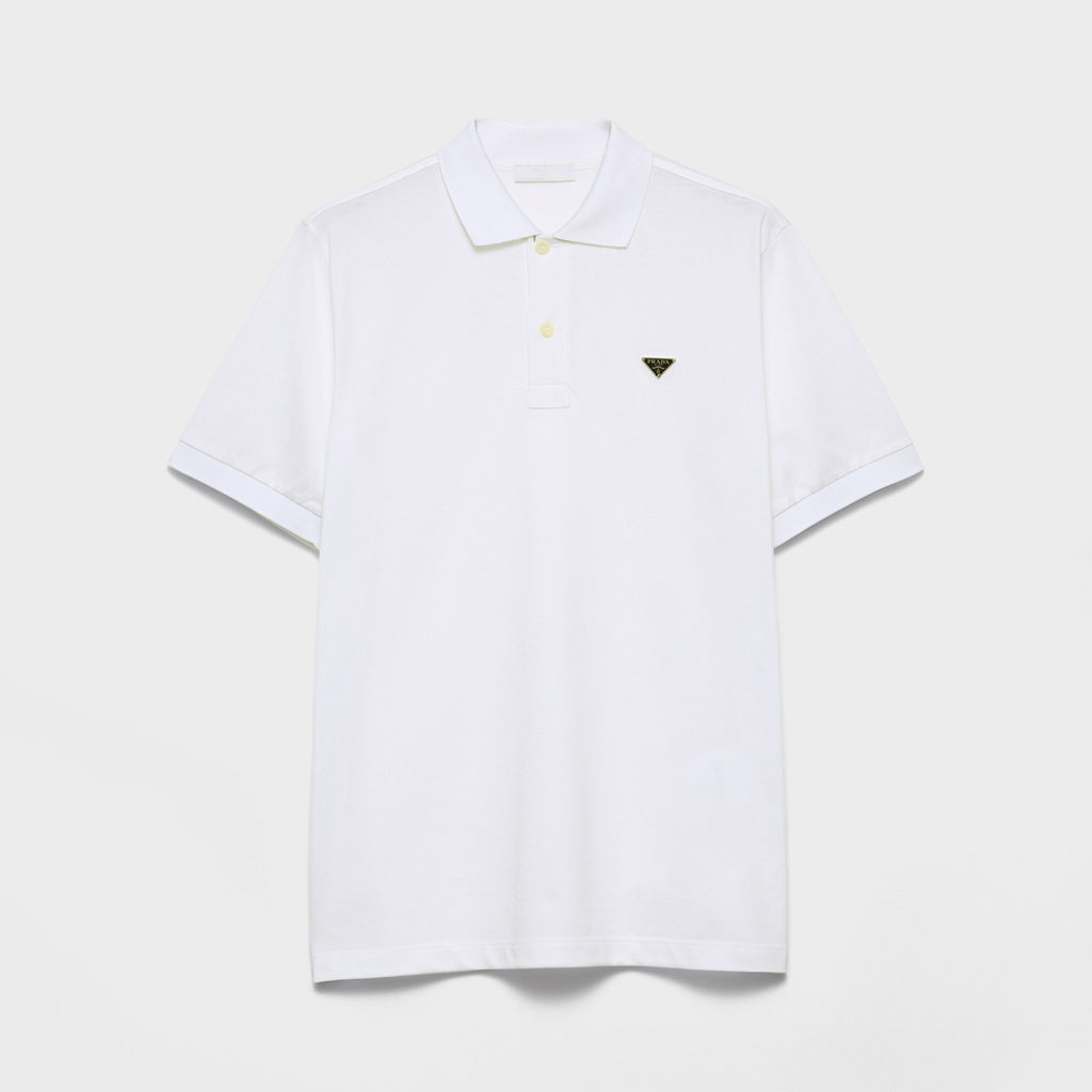 Prada Men's Summer Solid Color Metal Logo Cotton Polo Shirt Short Sleeve T-Shirt #77798