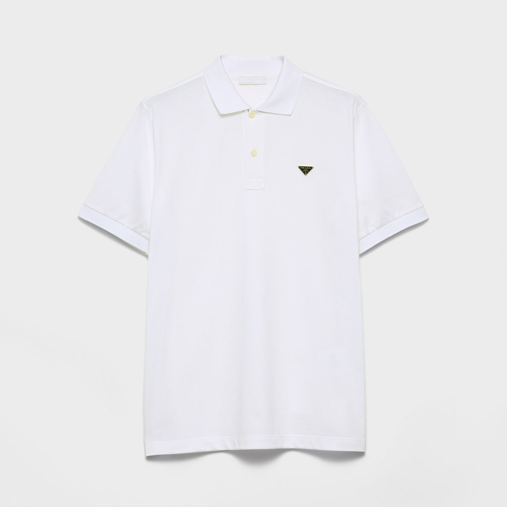 Prada Men's Summer Solid Color Metal Logo Cotton Polo Shirt Short Sleeve T-Shirt #77798