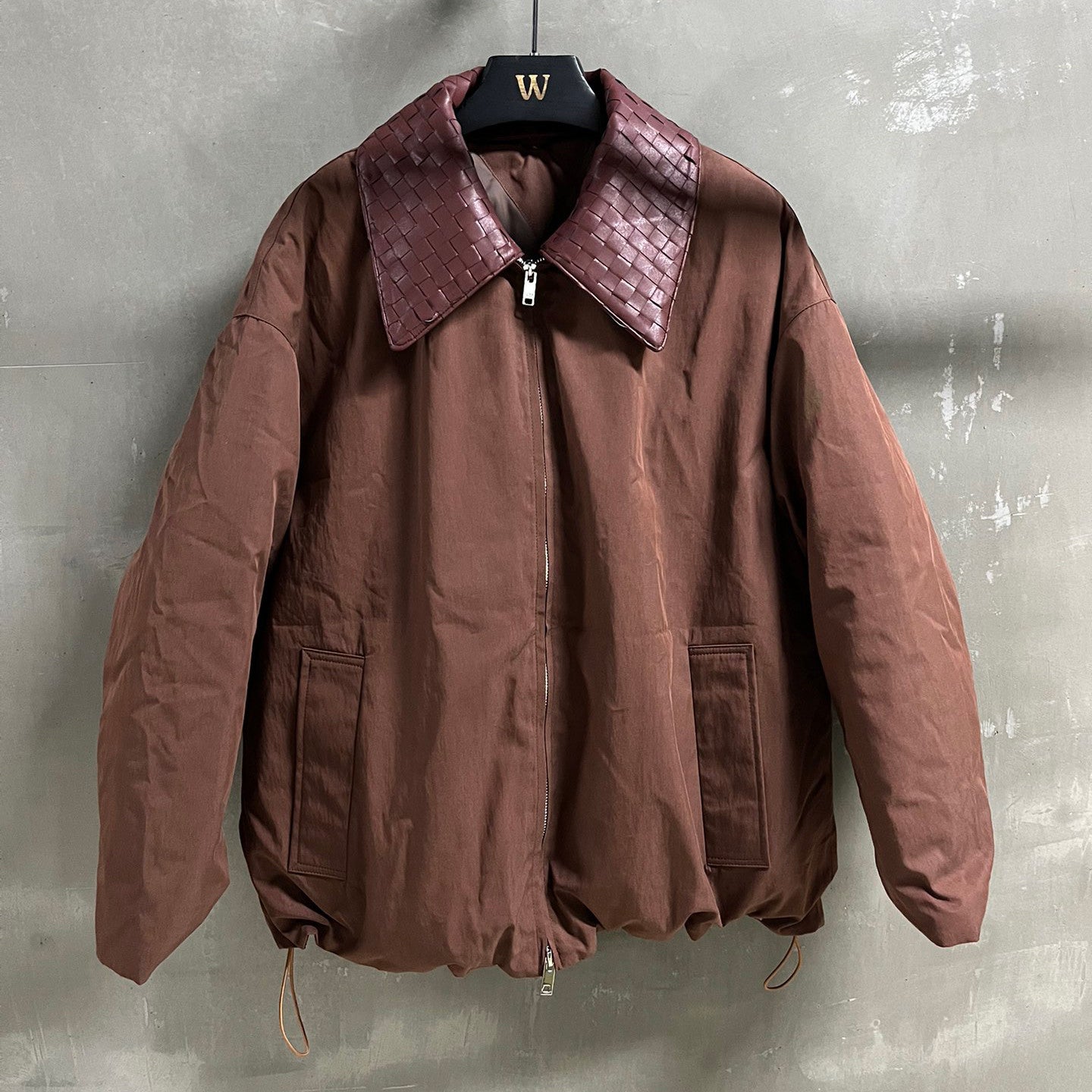 Bottega Veneta Men's Winter Solid Color Lapel Zipper Cotton Twill Long Sleeve Fitted Puffer Down Jacket Ngvp #9766