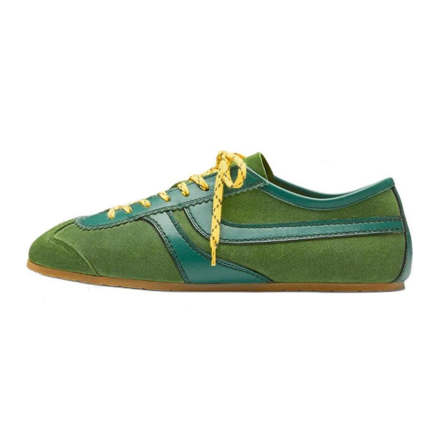 Dries Van Noten Women's Marathon Retro Training Shoes Four Seasons Solid Color Round Toe Lace-up Low-top Leather Casual Shoes #81462