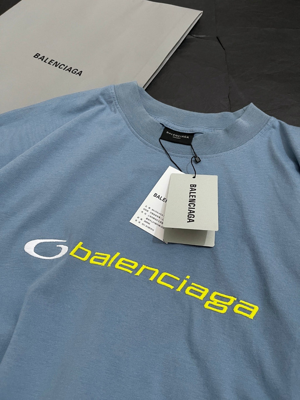 Balenciaga Tracksuit Logo Men's Summer Plain Knit Silhouette Crew Neck Short Sleeve T-Shirt #76524