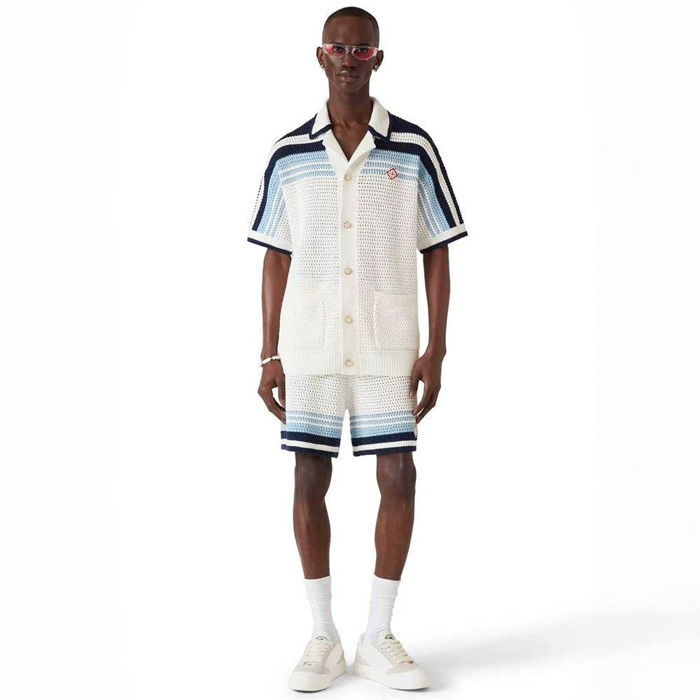 Casablanca Woven Striped Sweater Short-sleeved Shirt Shorts #335805
