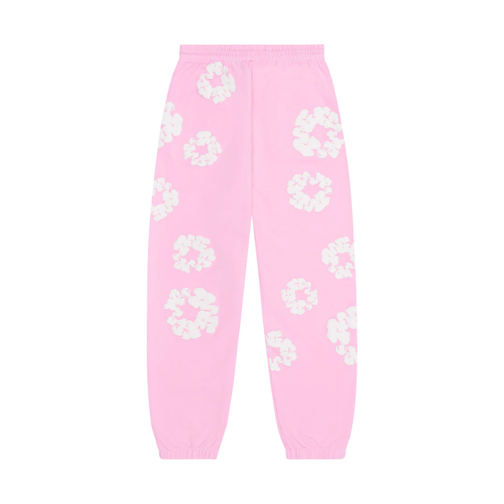Denim Tears Men's And Women's Spring/fall Fashion Trend Solid Color Elastic Waist Tie Up Cotton Flower Foam Print American High Street Chic Brand Cuffed Sweatpants Long Pants #79536