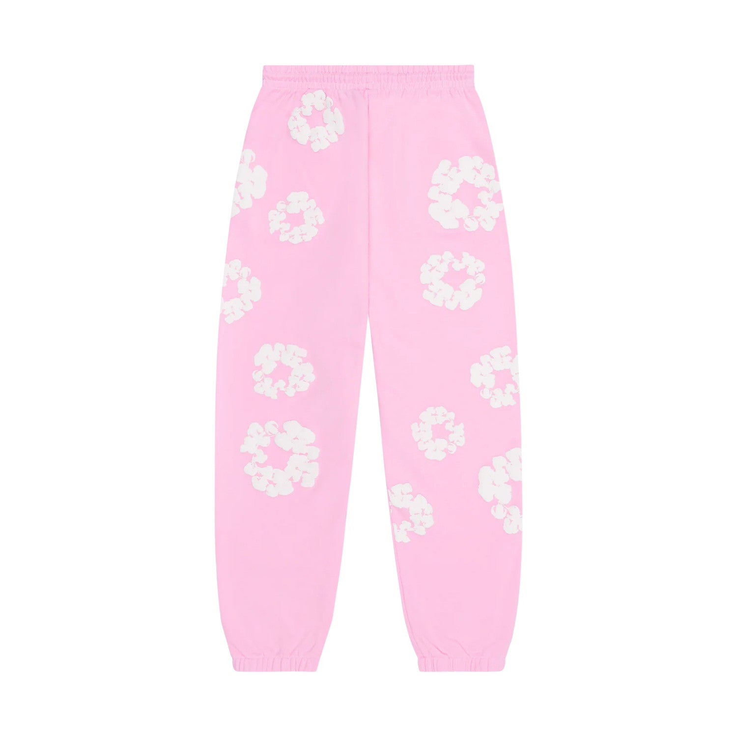 Denim Tears Men's And Women's Spring/fall Fashion Trend Solid Color Elastic Waist Tie Up Cotton Flower Foam Print American High Street Chic Brand Cuffed Sweatpants Long Pants #79536