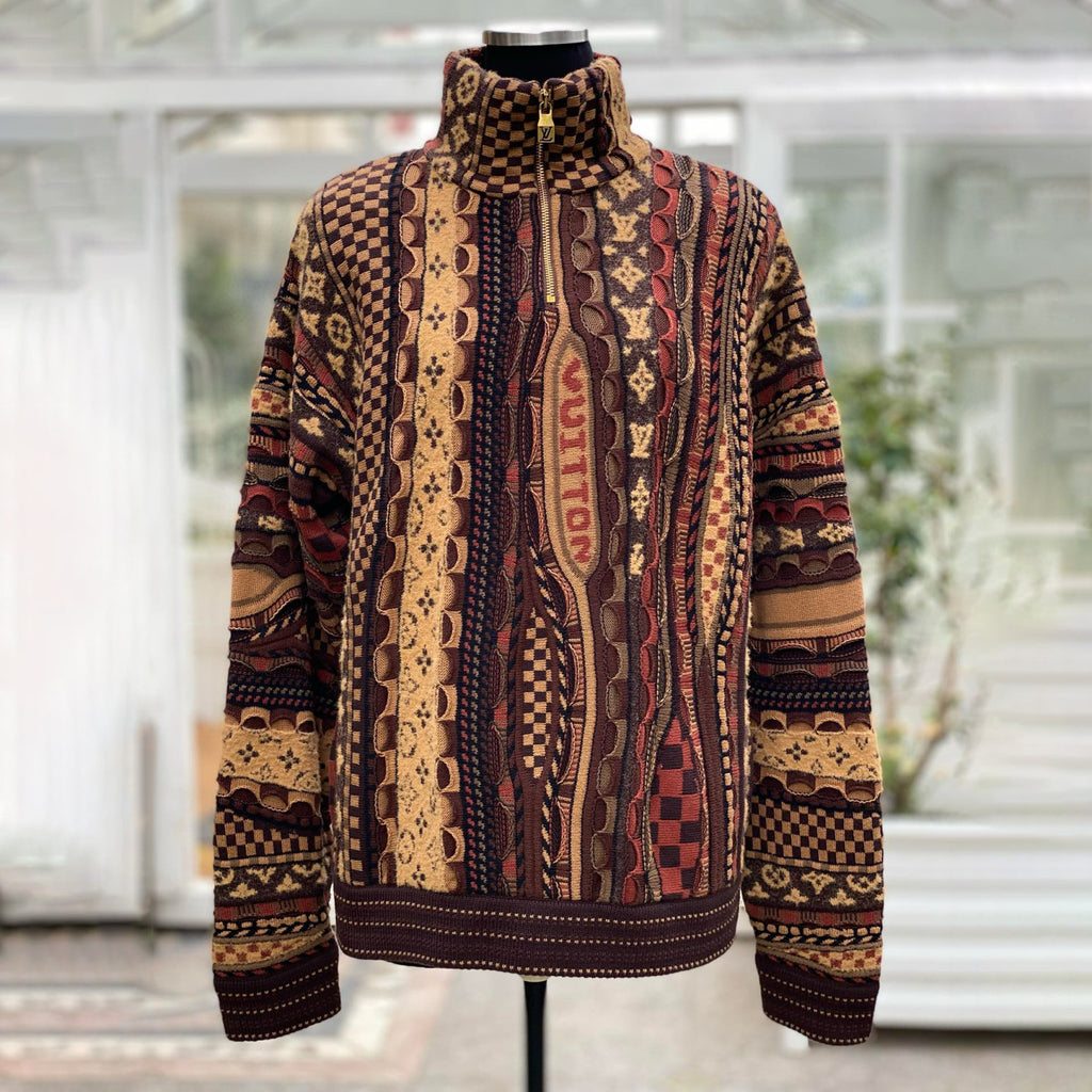 Louis Vuitton Men's And Women's Spring/fall Fashion Casual High Neck Pullover Half Zip Color Block Classic Print Sweatshirt #79281