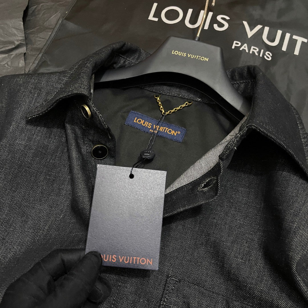 Louis Vuitton Men's Summer Plain Colour Denim Single Breasted Short Sleeved Shirt And Casual Shorts Set Suit #77766