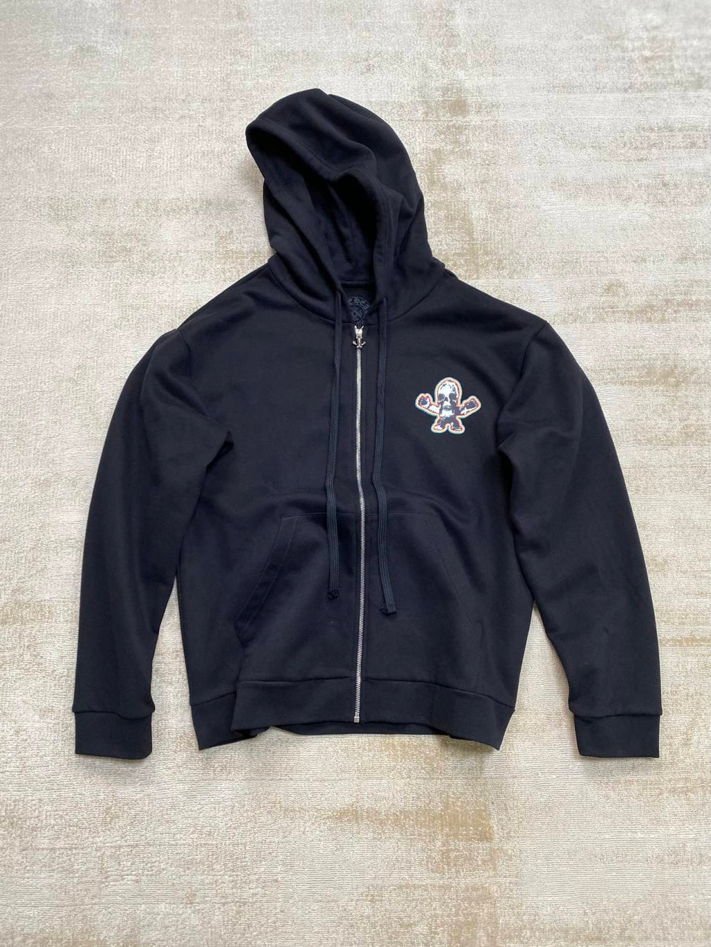Chrome Hearts Men's Spring and Fall Black Logo Printed Zipper Long Sleeve Hooded Jacket #72488