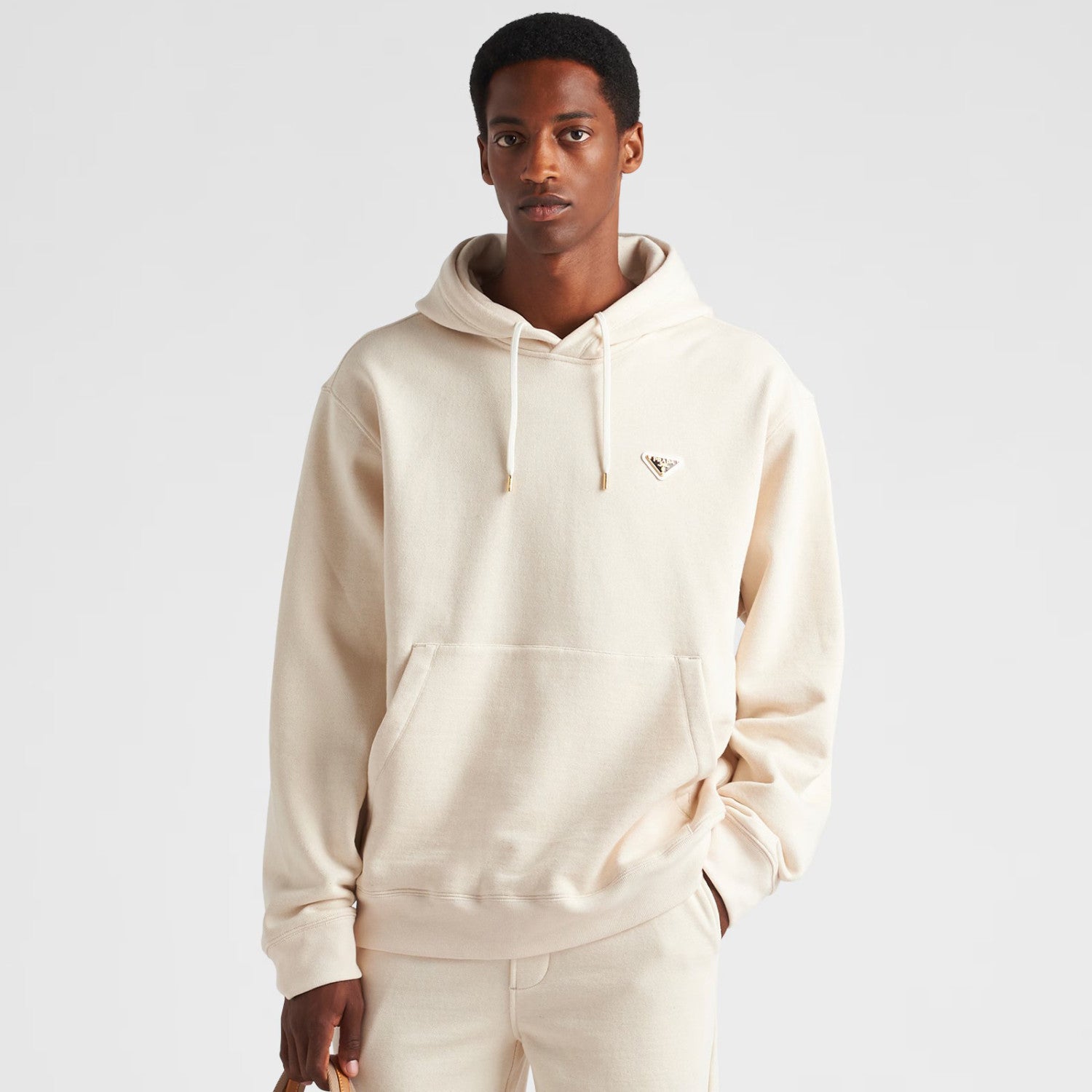 Prada Men's Spring and Autumn Solid Color Logo Triangle Label Hooded Loose Long Sleeve Sweatshirt #74295